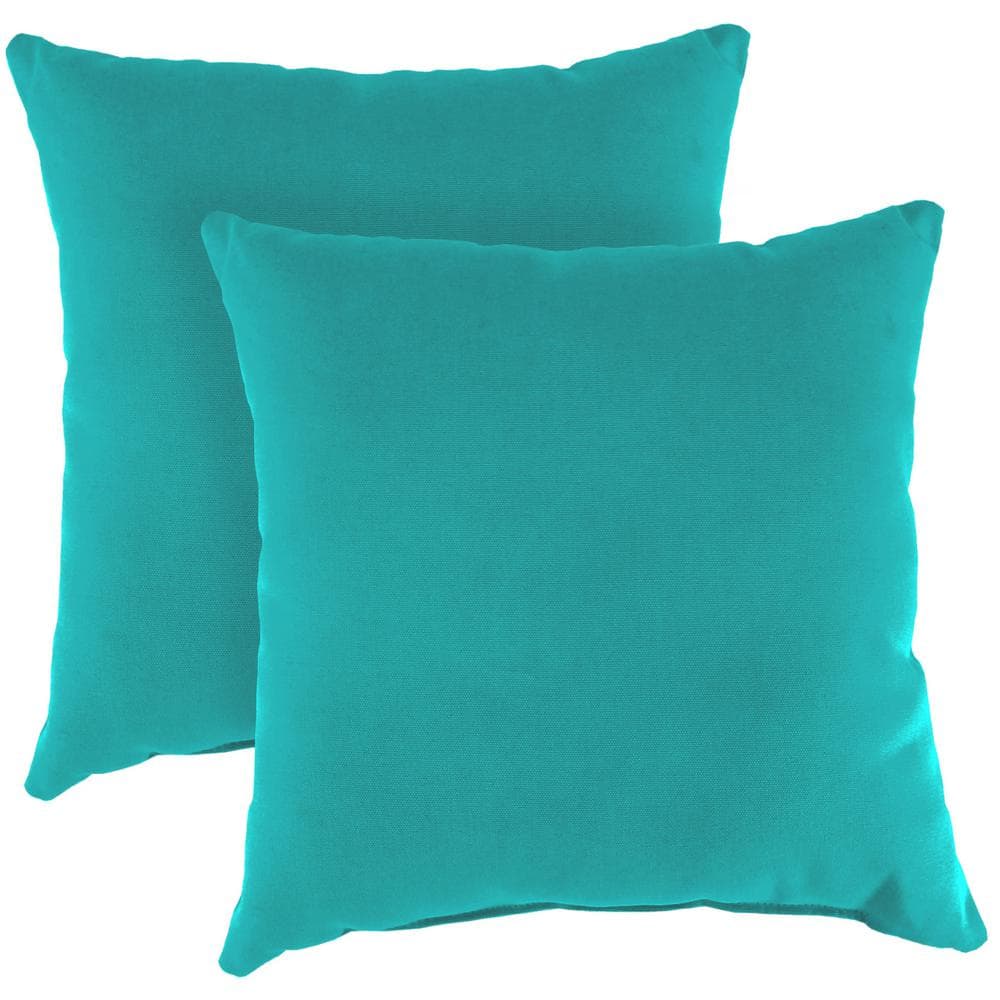 Sunbrella 16 in. x 16 in. Canvas Aruba Aqua Solid Square Knife Edge Outdoor Throw Pillows (2-Pack) price history on PriceWatchPro