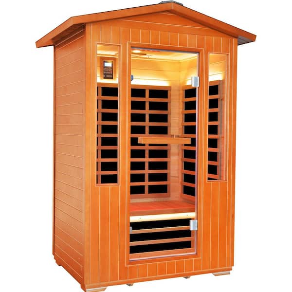 Moray 2-Person Outdoor Infrared Sauna with 8 Far-infrared Carbon Crystal Heaters, 1 LED Beauty Light，1 Warm White Light