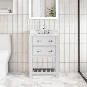 24 in. W x 19 in. D x 36 in. H Single Sink Bath Vanity with Carrara White Cultured Marble Top,Soft Close,White,Assembled