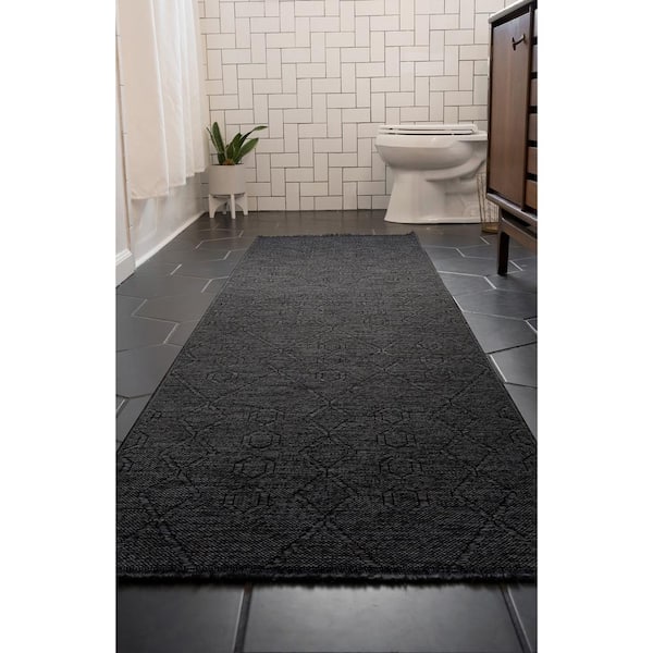 Alma Dark Gray 2 ft. x 8 ft. Geometric Machine Washable Indoor Runner Rug