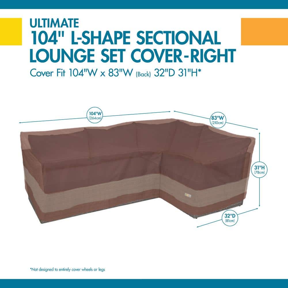 Ultimate Waterproof Mocha Cappuccino Patio Sectional Cover