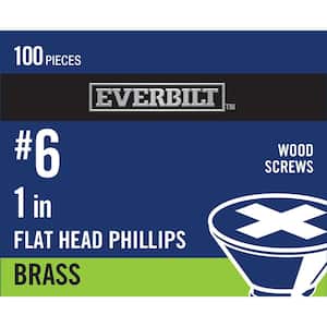 #6 x 1 in. Phillips Flat Head Brass Wood Screw (100-Pack)