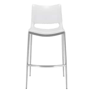 28.7 in. White Low Back Metal Bar Chair with Upholstery Seat Set of 2