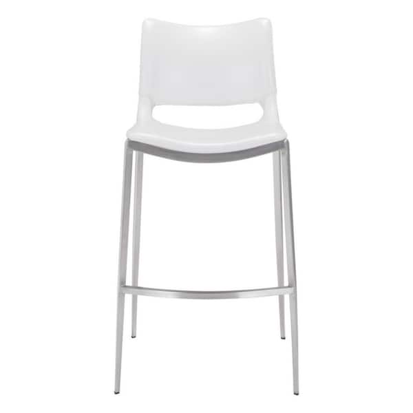HomeRoots 28.7 in. White Low Back Metal Bar Chair with Upholstery Seat Set of 2