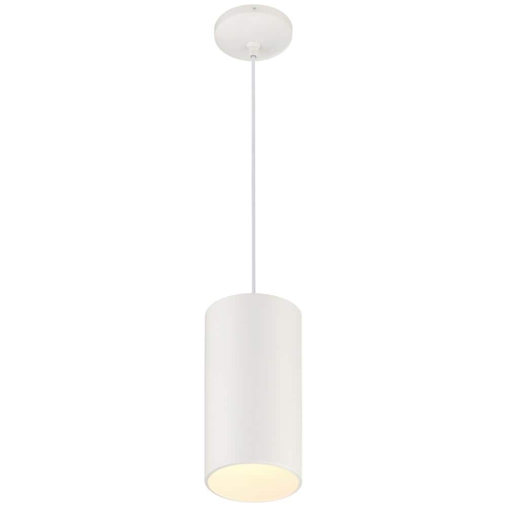 Pilson XL Matte Black and White Glass Drum Pendant Light