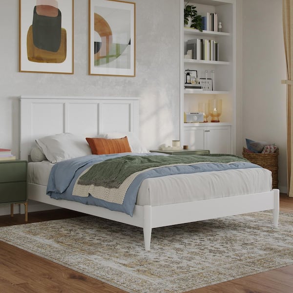 AFI Charlotte White Solid Wood Frame Full Low Profile Platform Bed