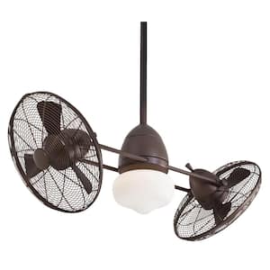 Gyro Wet 42 in. LED Indoor/Outdoor Oil Rubbed Bronze Twin Turbo Ceiling Fan with Light and Wall Control
