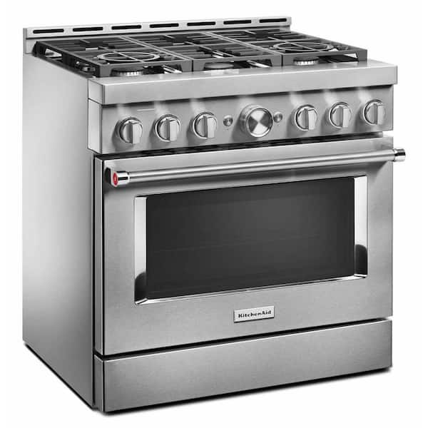 36 Kitchen Aid Stainless Gas Range top, 6 or 4+ griddle, N Gas