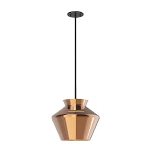 Trinity 13 in. 1 Light 21-Watt Black/Copper Integrated LED Pendant Light