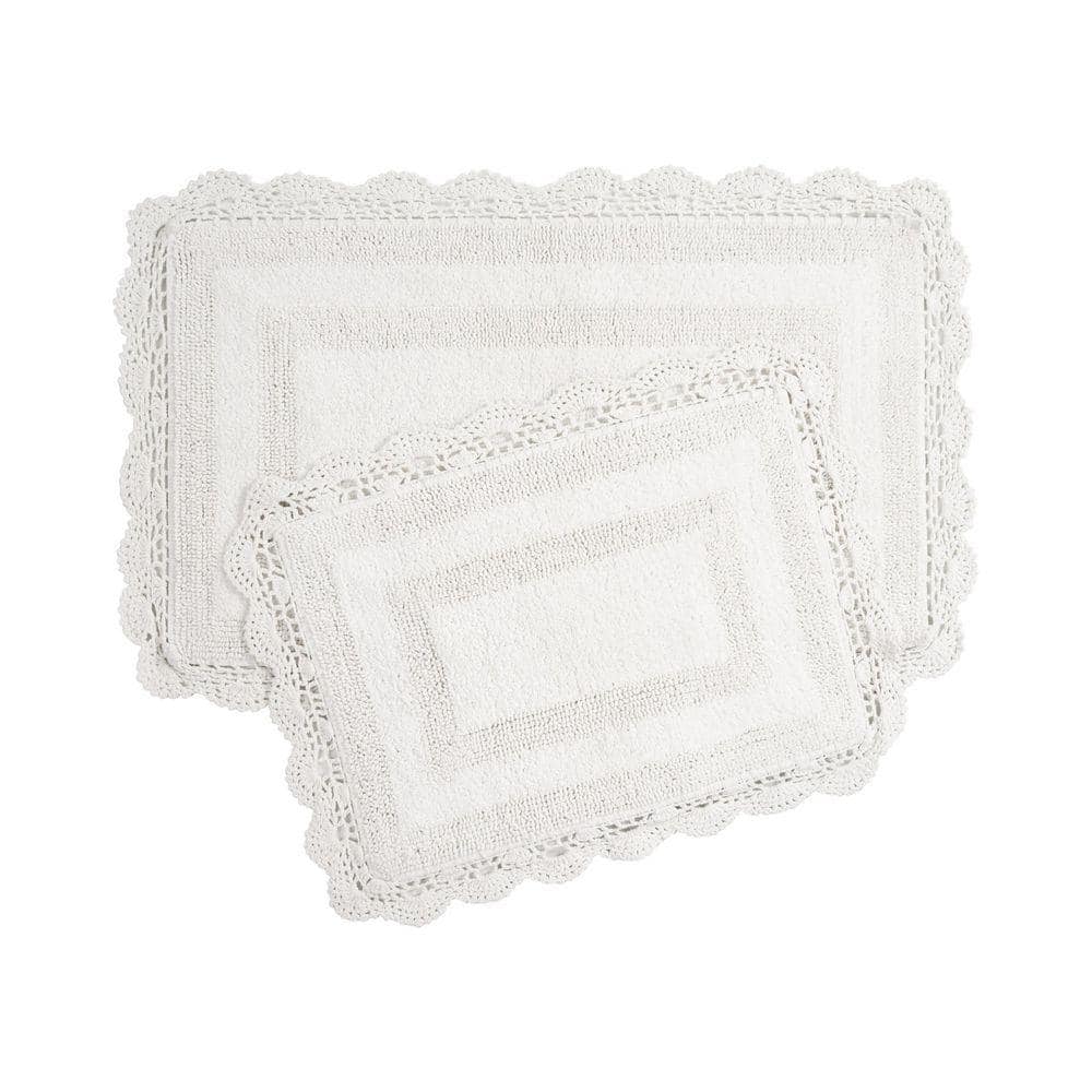 Laura Ashley Crochet White 21 in. x 34 in. Solid 100% Cotton 2