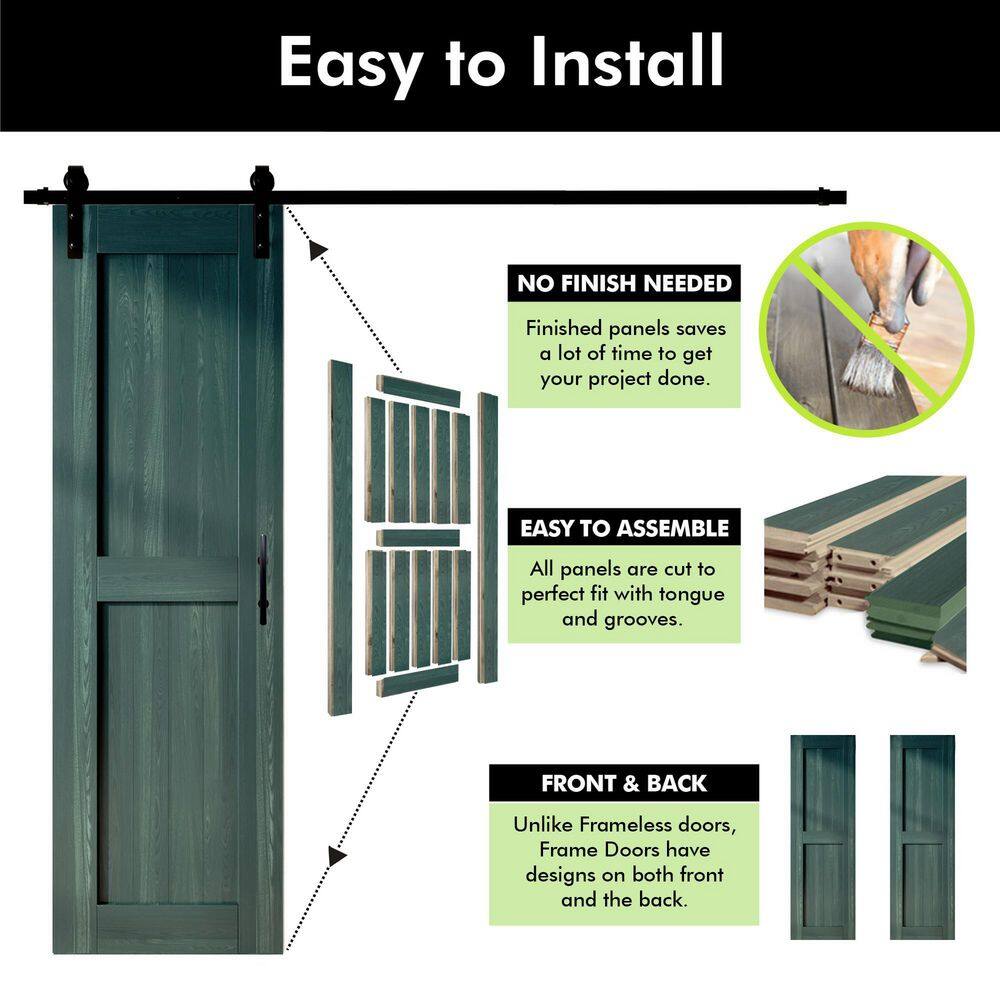 Royal Pine 24" x 84" Paneled Barn Door with Black Hardware