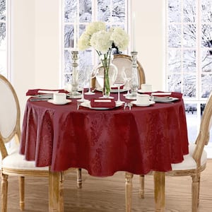 90 in. Round Burgundy Barcelona Damask Fabric Tablecloth