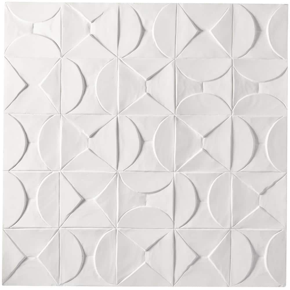 White Geometric Wood Square Wall Art Decor