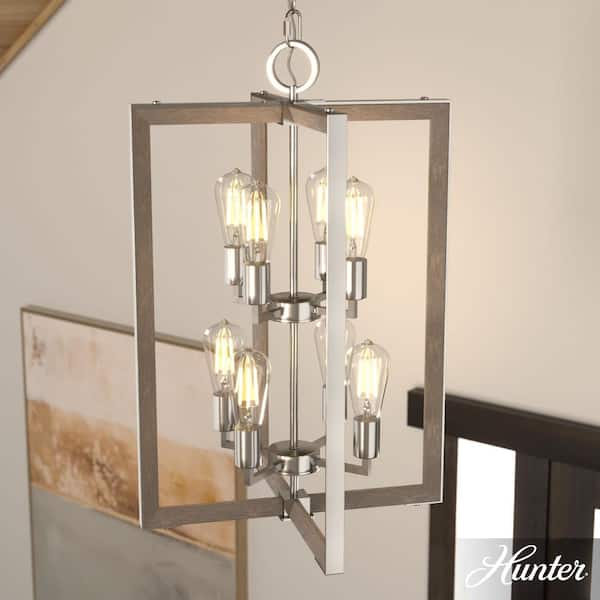 Hunter Woodburn 8-Light Brushed Nickel Tier Pendant Light