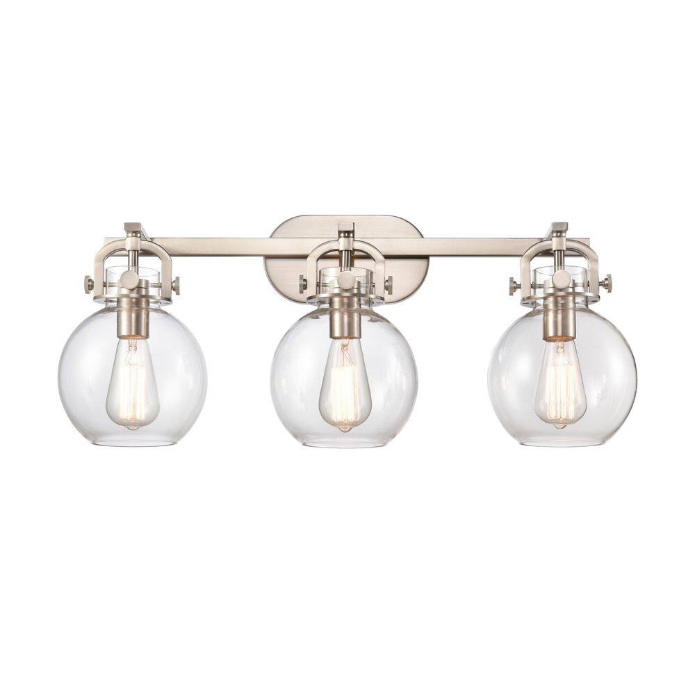 Newton Sphere 27 in. 3-Light Satin Nickel Vanity Light with Glass Shade price history on PriceWatchPro
