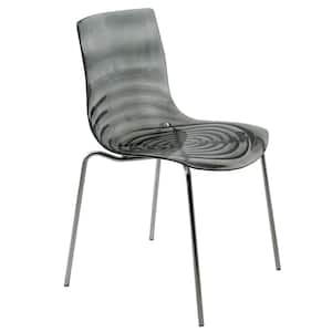 Transparent Black Side Chair Astor Water Ripple Design Modern Lucite Dining with Metal Legs