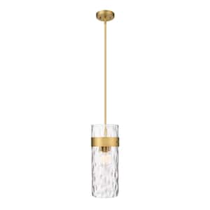 Fontaine 9 in. 3-Light Pendant Rubbed Brass with Clear Glass Shade