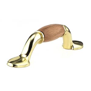 Cherbourg Collection 3 in. (76 mm) Natural Oak and Brass Traditional Cabinet Bar Pull