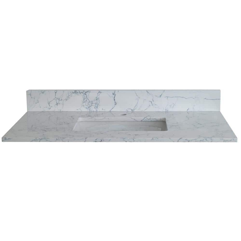 43 in. W x 22 in. D Single Hole Engineered Stone Composite Vanity with Whit