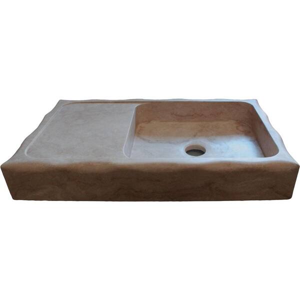 Imperial Drop-In Travertine 39.4x23.6x6 in. 1-Hole Half Flat Single Basin Kitchen Sink in Beige