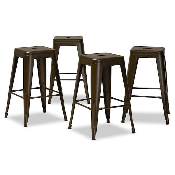 Baxton Studio Horton 26 In Metal, Counter Height Bar Stools Wood And Metal