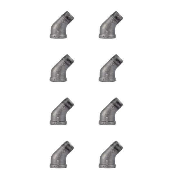 PIPE DECOR 3/8 in. Black Malleable Iron 45 degree FPT x MPT Street Elbow Fitting (8-Pack)
