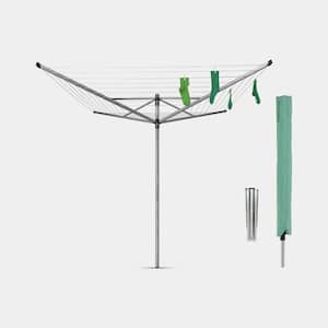 N / A Rotary Washing Lines Outdoor Clothes Outdoo Airer Heavy Duty Folding 4 Arm 50m Garden Clothes airer Dryer Comes With Cover & Metal Ground Spike Black 
