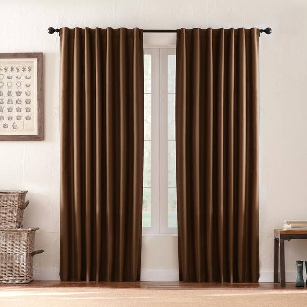 Home Decorators Collection Deep Brown Solid Thermal Back Tab Room Darkening Curtain - 42 in. W x 108 in. L