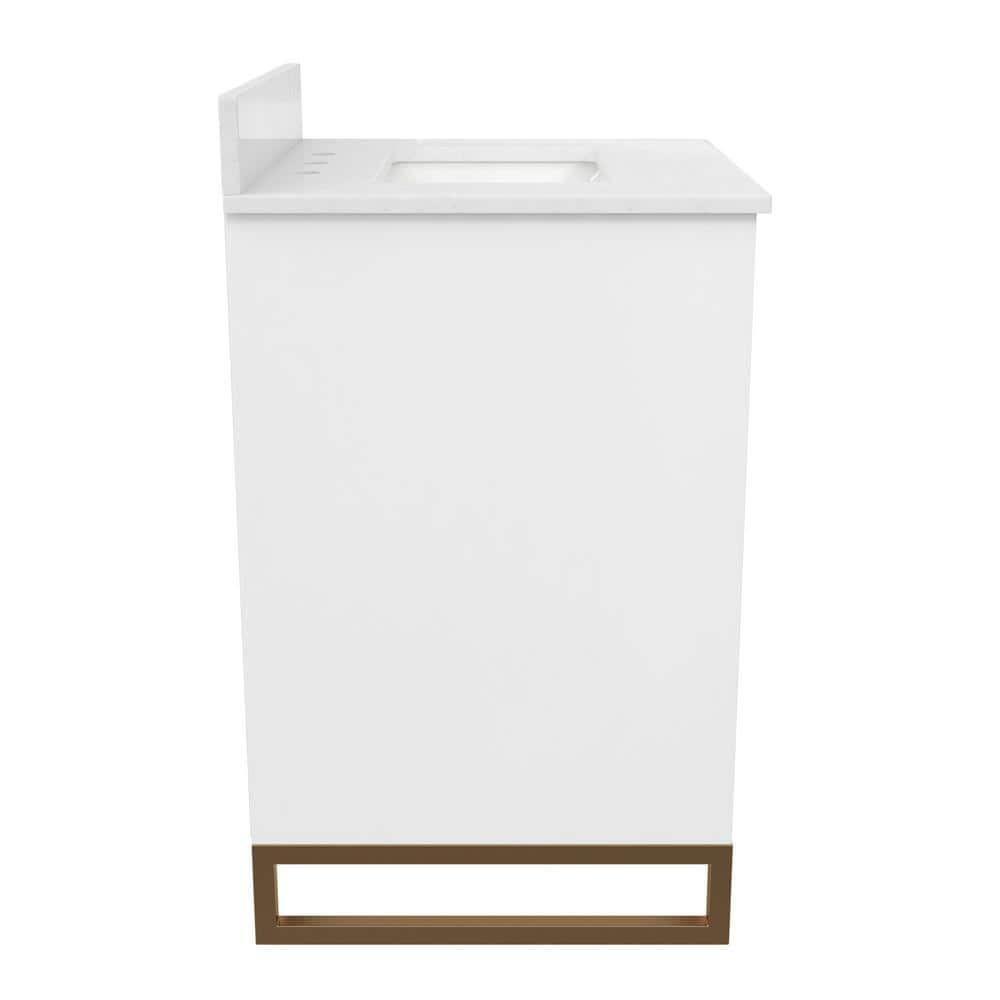 Leona 24" White and Gold Freestanding Bathroom Vanity