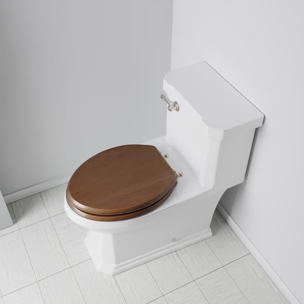 JONES STEPHENS Decorative Wood Elongated Closed Front Toilet Seat