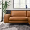 Ashcroft Furniture Co Clyde 98.6 in. Square Arm 2-Piece L-Shaped Faux Leather Mid Century Modern Sectional Sofa in Cognac HMD06006601