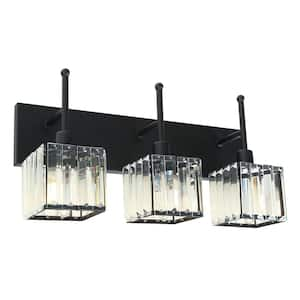 18.5 in. 3-Light Black Bathroom Vanity Light with Shades