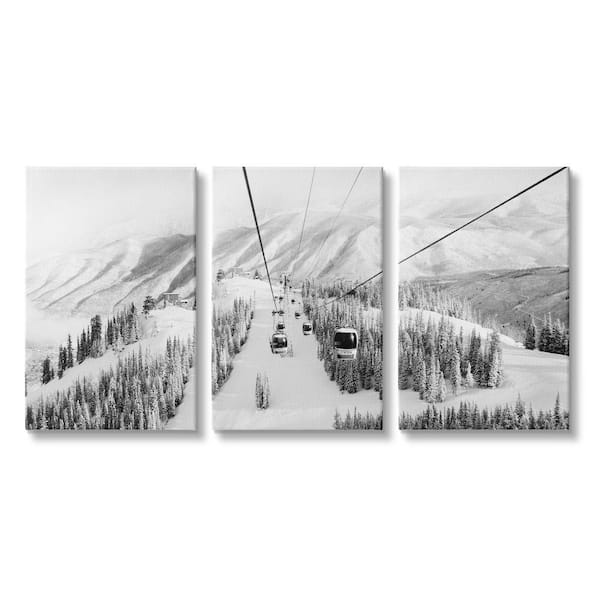 Stupell Industries Snow Ski Mountain Gondola Ride Adventure by Danita Delimont 3-Piece Unframed Print Nature Wall Art 16 in. x 24 in.