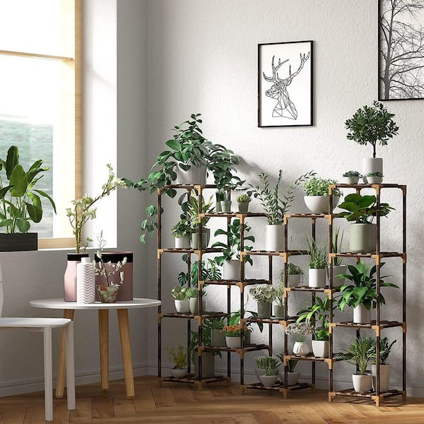 New England Stories Plant Stand Indoor Outdoor Wood Stands For Multiple Plants Shelf Ladder Table Pot Living Room Patio Balcony