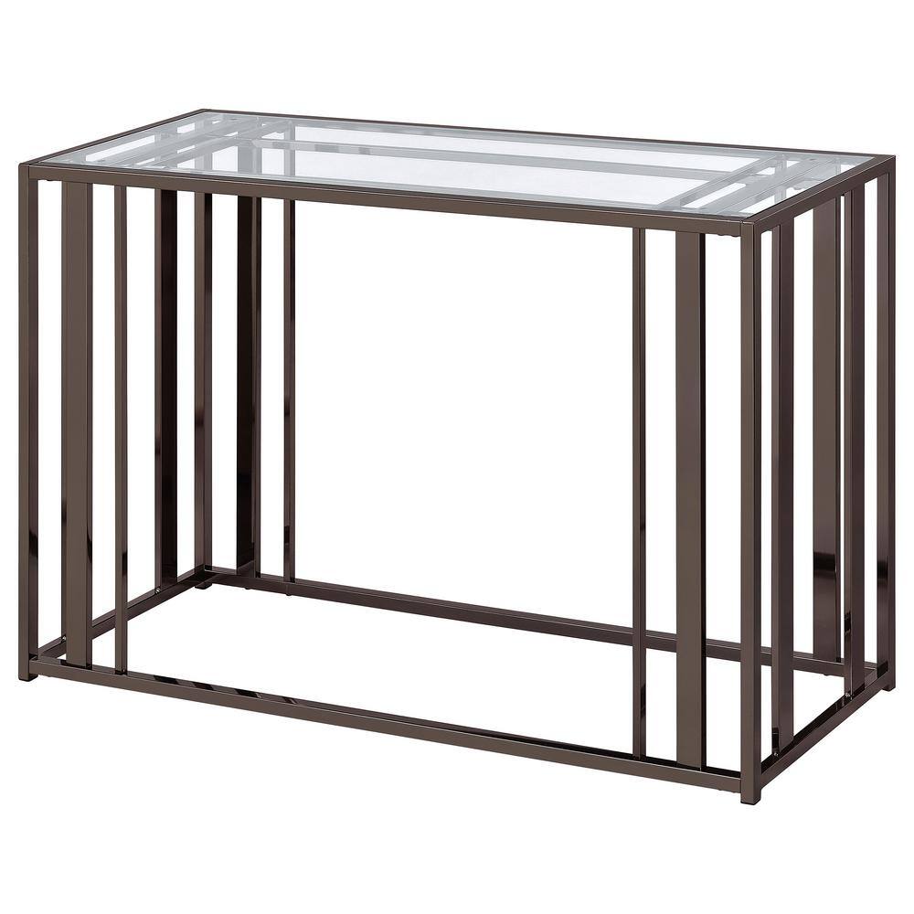Adri Black Nickel Rectangular Glass Top Sofa Table