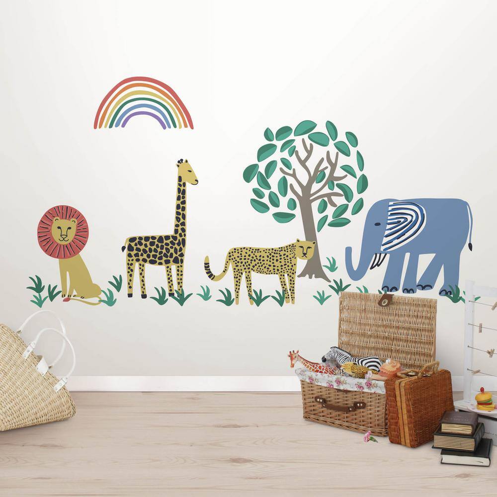 Safari Kingdom Jungle Animals Watercolor Wall Art Kit