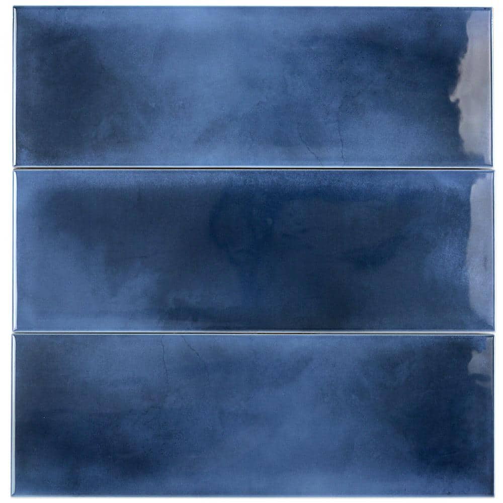 Turbine Camp 4" x 12" Blue Glossy Ceramic Subway Tile