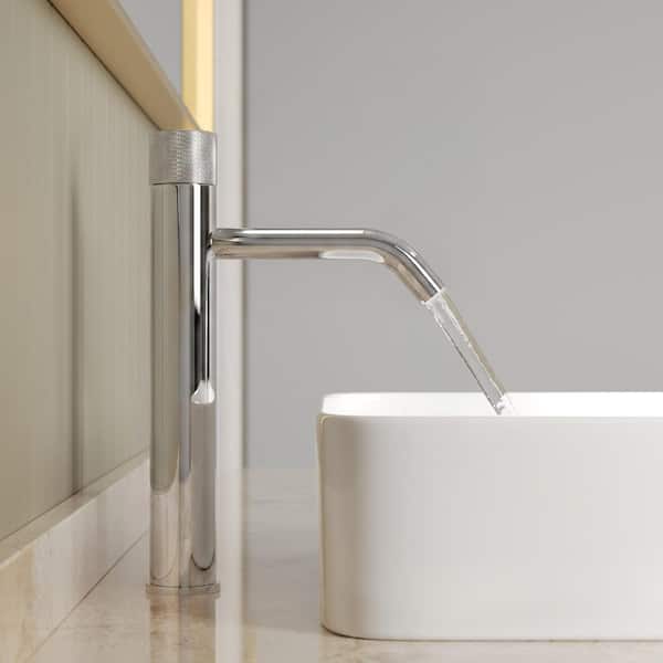 Waterfall Mid-Arc 1-Hole Single Handle Bathroom Sink Faucet 1.2 GPM Vessel Faucet in Chrome with Pop-Up Drain
