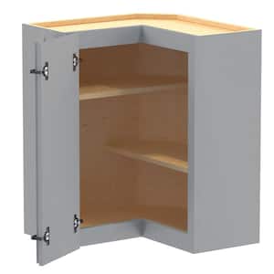 Newport 24 in. W x 24 in. D x 30 in. H Assembled Plywood Wall Kitchen Corner Cabinet in Pearl Gray Painted with Shelves
