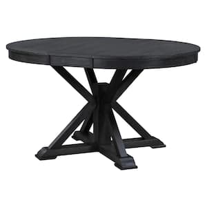 Functional Espresso Wood 42 in. Cross Legs Extendable Dining Table Seats 6 with 12 in. Butterfly Leaf