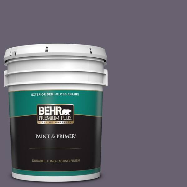 BEHR PREMIUM PLUS 5 gal. #N560-6 Fashionista Semi-Gloss Enamel Exterior Paint & Primer