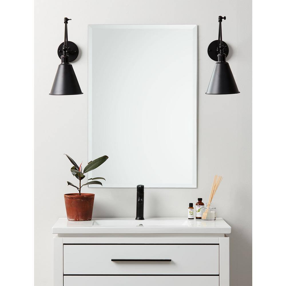 Frameless Rectangular Beveled Vanity Mirror 20" x 30"