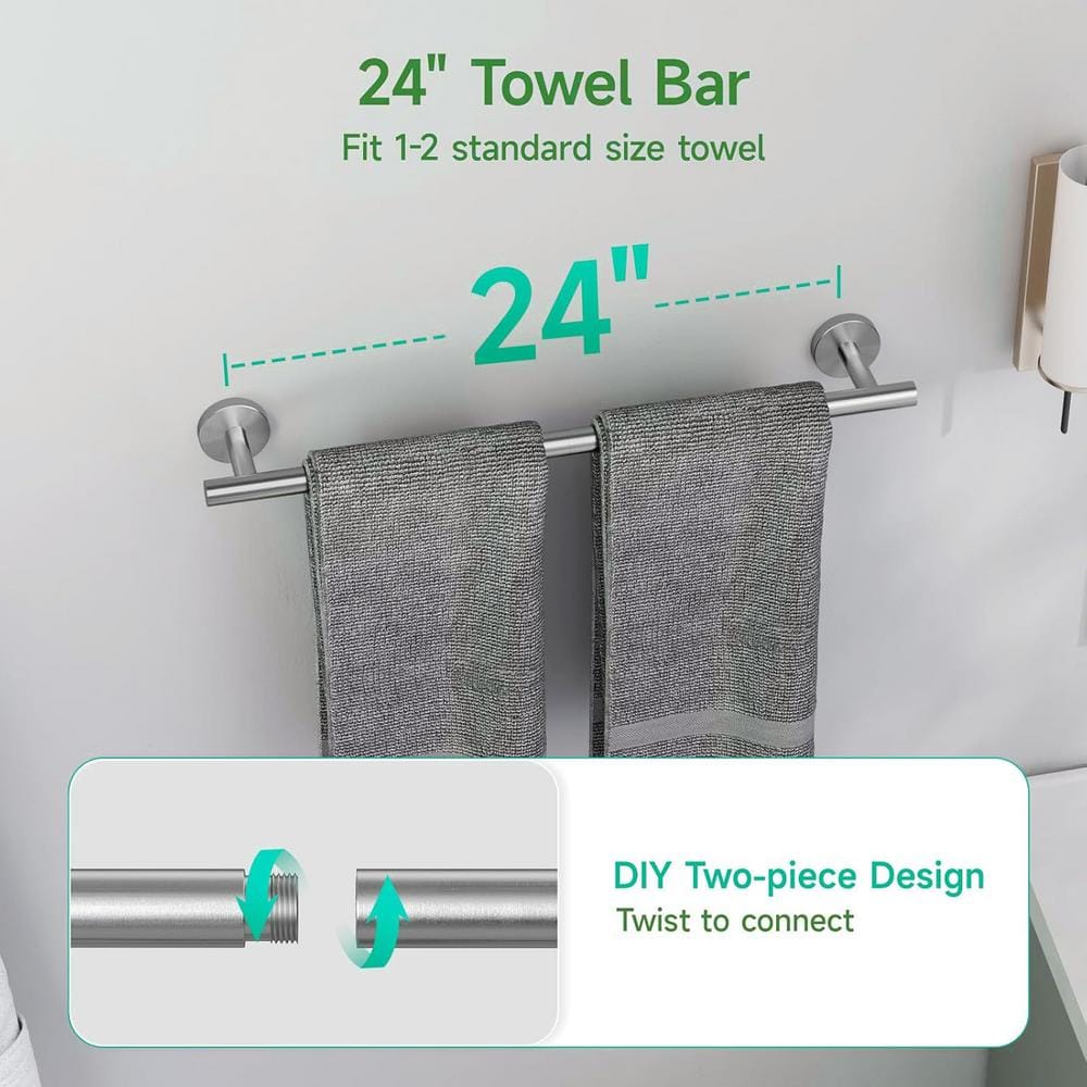 Brushed Nickel 4-Piece Stainless Steel Bathroom Hardware Set