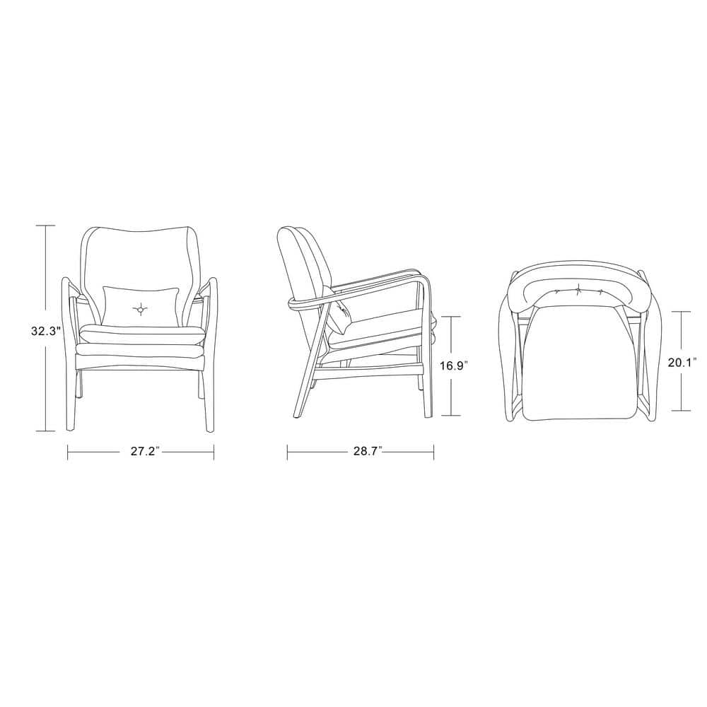Bradley 28" Gray Linen Weave Mid-Century Modern Accent Chair