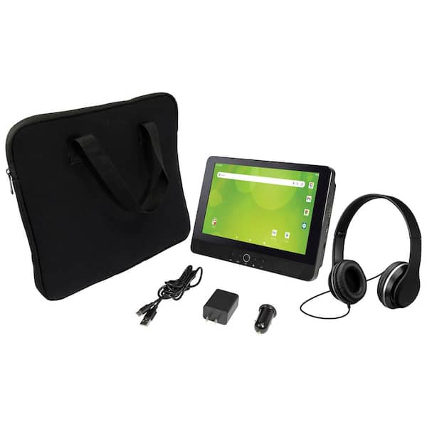 Entertainment+ 10-inch Tablet and Portable DVD Player, With Wired Headphones, Charging Cables, and Accessory Case, Black