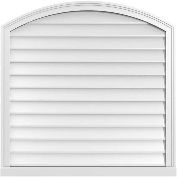 Ekena Millwork 38 in. x 38 in. Arch Top Surface Mount PVC Gable Vent: Functional with Brickmould Sill Frame