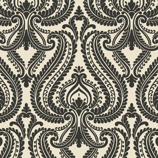 Beacon House Imperial Black Modern Damask Black Wallpaper Sample