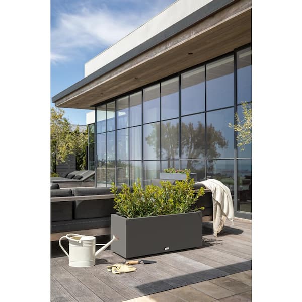 Long Box 38 in. Grey Plastic Rectangular Planter