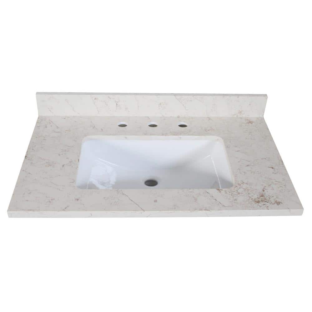 Design House Giallo Quartz 25 In X 22 In Vanity Top With Square Ceramic White Undermount Basin 556985 The Home Depot