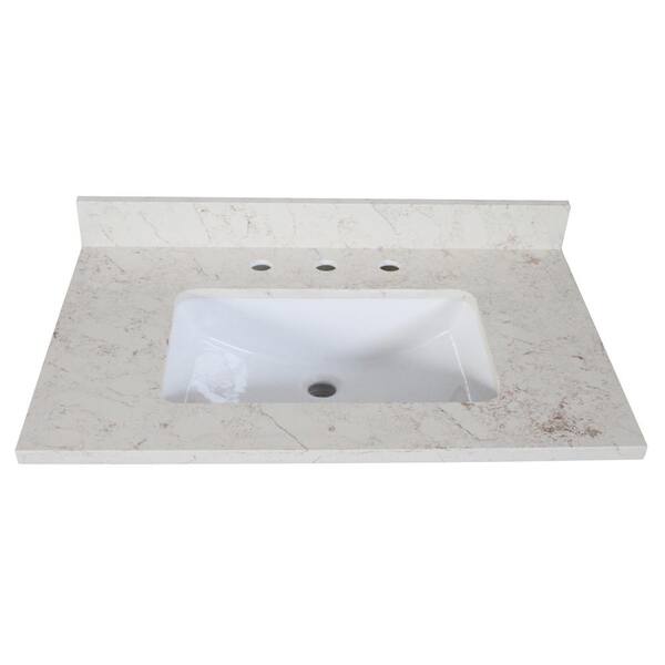 Design House Giallo Quartz 25 in. x 22 in. Vanity Top with Square Ceramic White Undermount Basin